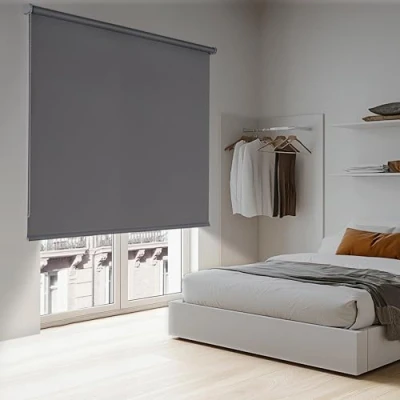 Imagen de Estores enrollables Opacos con Tejido Estor Opaco Blackout Persiana Opaca Que aporta Oscuridad. Cortinas Dormitorio Opacas Novedad STORESDECO Gris Oscuro 100 x 250 cm