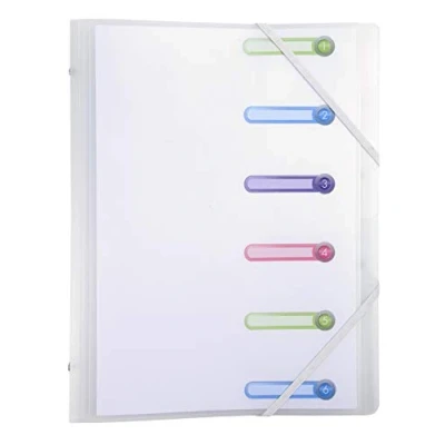 Imagen de Exacompta 56177E 1 clasificador Chromaline 3 solapas con gomas y ventanas troqueladas tapa e interior en PP 6 compartimentos dim 25x32cm para A4 incoloro