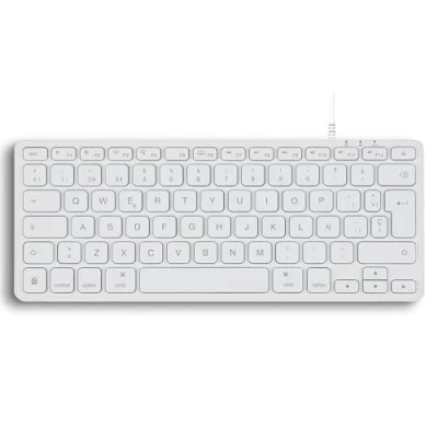 Imagen de Perixx PERIBOARD 332MW Teclado Compatible con Mac OS Mini Retroiluminado Cable Teclas de Tijera Delgadas Fuente Grande LED Blanco Disposición Española Ñ