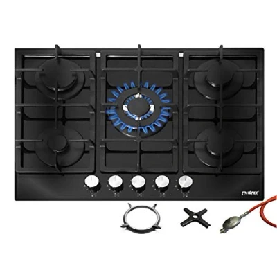 Imagen de Phönix PG 701T Cocina de gas empotrable (70 cm, cristal, 5 fuegos autosuficientes, independiente o empotrado)