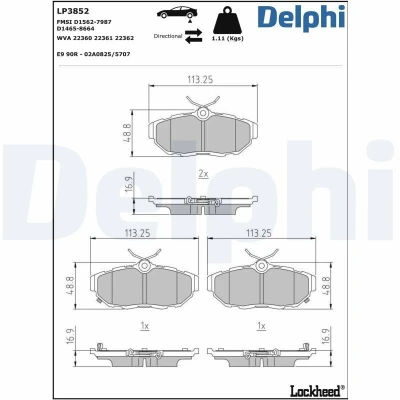 Imagen de Juego de pastillas DELPHI LP3852