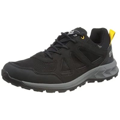 Imagen de Jack Wolfskin WOODLAND 2 TEXAPORE MID M, Sneaker Hombre, Negro/Amarillo (Black/Burly Yellow Xt), 40 EU
