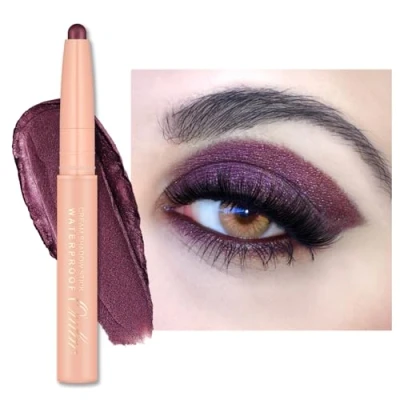 Imagen de Oulac Sombra de Ojos en Barra Automático Violeta Acabado Metálico Resistente al Agua y a Los Borrones, Dura 16 Horas+, Textura Cremosa Sedosa, Vegano, 12 Lilac Fairy