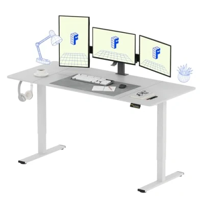 Imagen de FLEXISPOT Escritorio de Pie con Tablero (Blanco,180x80cm), Standing Desk, Elevable Eléctrico Ordenador Mesa Gaming Ajustable en Altura Memoria Automática Inteligente
