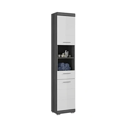 Imagen de xonox.home Xonox Home X06B2711, Madera de ingeniería, Frontal: Blanco Brillante frentes termoformados, Cuerpo: imitación Plata ahumada, 37 x 191 31 cm