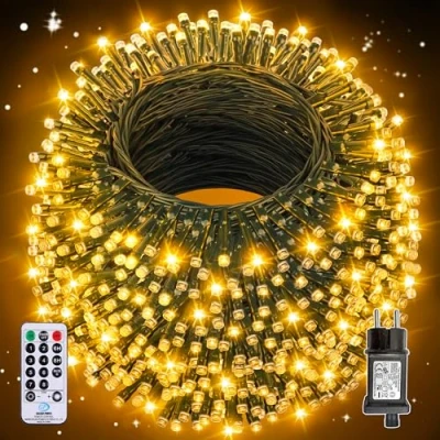 Imagen de Auriostar Luces Navidad Exterior 60m, 600LEDs Arbol Interior 8 Modos, IP44 Impermeable con Control Remoto, LED para Habitacion, Fiestas, Boda, Balcon