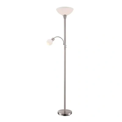 Imagen de lámpara de pie &#039;Elaina&#039; (Moderno) en Gris hecho Metal e.o. para Salón &amp; Comedor (2 llamas, E27) Lindby pie,