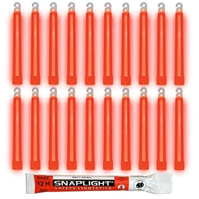 Imagen de Cyalume Barras de luz roja SnapLight Glow Sticks 15cm, 6 inch Lightstick super brillante con duración 12 horas (Caja 20)