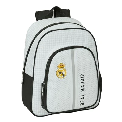 Imagen de Safta REAL MADRID 1ª EQUIPACIÓN 24/25 Mochila Infantil, Ideal para Niños de Diferentes Edades, Cómoda y Versátil, Calidad Resistencia, 28x10x34 mm, Color Blanco/gris