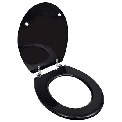Imagen de vidaXL Asiento de Inodoro Diseño Simple MDF Negro Tapa WC Baño Aseo Váter