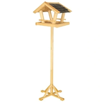 Imagen de ITA Casa para Pájaros 36x25x26 cm de Madera con Soporte Comedero Aves Silvestres Resistente al Clima, Estable, Robusto