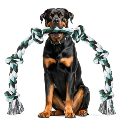 Imagen de Ycozy Extra Grande Juguete de Cuerda 6 Nudos para Perros 100cm Indestructible Masticar Perros, Juguetes Interactivos Cachorros/Masticadores Agresivos y Razas Grandes