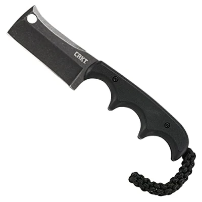 Imagen de CRKT cuchillo minimalista EDC de cuchilla: compacto hoja fija transporte diario, utilitario Folts con acabado negro, mango fibra infusión resina y vaina 2383K