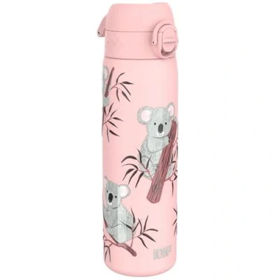 Imagen de ion8 Botella de Agua Acero Inoxidable, 600ml, a Prueba Fugas, Fácil Abrir, Aptas para Lavavajillas, Cerradura Segura, Asa Transporte, Limpiar, Diseño en Relieve, Koala