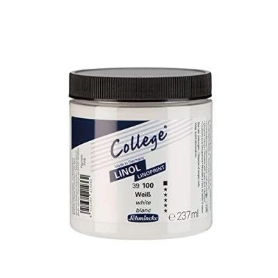 Imagen de Schmincke College® Linol, tintas de linóleo para artistas, Blanco 237 ml, 39100053, tinta a base agua bajo olor, resistente la luz, impresión uniforme