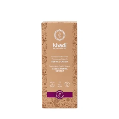 Imagen de khadi CASSIA Henna NEUTRAL tratamiento capilar natural, neutra para cuidados intensivos incoloros que aportan brillo, volumen y elasticidad, 100% vegetales vegano, cosmética 100g