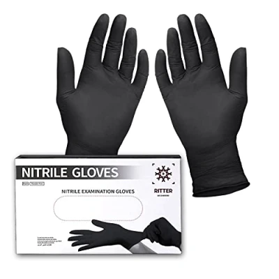 Imagen de Ritter Premium nitrilo Guantes negros 100 unidades desechables sin látex de polvo Talla S