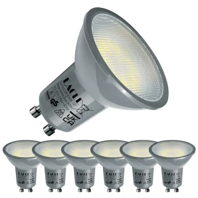 Imagen de EACLL Bombillas LED GU10 6000K Blanco Frio 4.5W Fuente de Luz 345 Lúmenes Equivalente 50W Halógena. Focos Sin Parpadeo AC 230V, Ángulo haz 120 Spotlight, Lámpara Reflectora no Regulable, 6 Pack