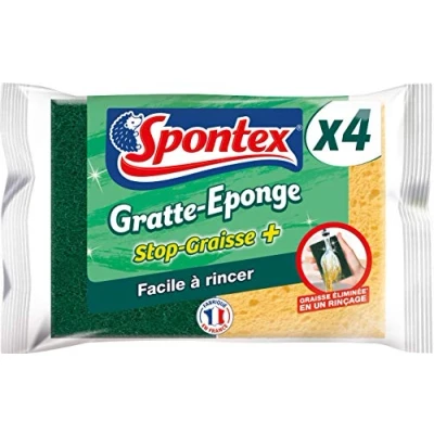Imagen de SPONTEX Rascador de esponja grasa + 4 esponjas rasadoras verdes con protección antigrasa