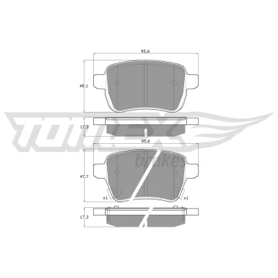 Imagen de TOMEX brakes TX 17 94 Juego de pastillas freno Eje trasero OPEL: Corsa E Hatchback, Adam, FIAT: 500L