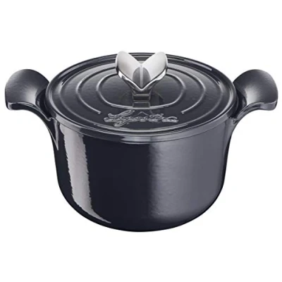 Imagen de Lagostina Tradizione Cazuela de Hierro Fundido Esmaltado para Cocciones Largas Ø 18 cm, Cocotte Inducción, Gas y Horno hasta 220 C, Olla Guisar Cocinar a Fuego Lento con Tapa Condensación
