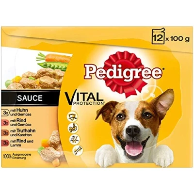 Imagen de Pedigree Comida húmeda para perros en salsa, 12 bolsas de porciones (12 x 100 g)