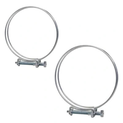 Imagen de SKIR&#039;CO (2 piezas) abrazaderas de manguera doble alambre ajustables 80 85 mm, acero galvanizado, clips diámetro ajustable