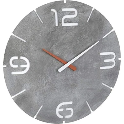 Imagen de TFA Dostmann Reloj de pared controlado por radio Contour, reloj, fácil leer, aspecto concreto, plástico, diámetro 350 x h 35 mm