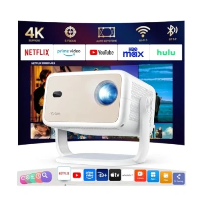 Imagen de Proyector 4K [Netflix Licenciado/Enfoque Electrónico] YOTON Y7 Portátil con Android 13, 270 Rotation WiFi Bluetooth Videoproyector Auto Corrección Keystone Exterior Cine Jardin