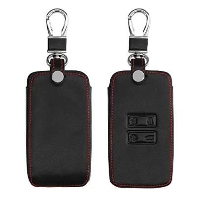 Imagen de kwmobile Carcasa Compatible con Renault Llave de Coche Smart Key 4 Botones (Solo Keyless Go) Funda Cuero sintético Case para Mando Control Auto Negro/Rojo Oscuro