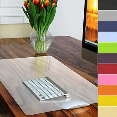 Imagen de Floordirekt Vade de escritorio Alfombrilla para escritorio, ideal oficina y hogar, revestimiento antideslizante, protector mesa (transparente, 65 x 50 cm)