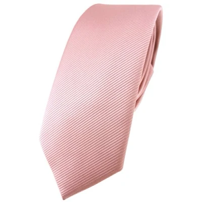 Imagen de TigerTie Corbata estrecha de diseñador en un solo color acanalado, Rosa Viejo, Krawattengröße: ca. Länge 150 cm, Breite 6 cm