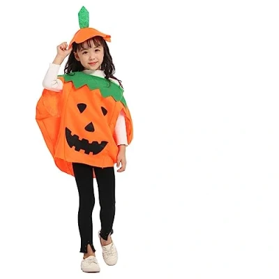Imagen de Teogneot Disfraz de Calabaza, Capa Calabaza con Gorro, 2 Piezas, Fiesta Disfraces Halloween, Mascarada