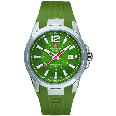 Imagen de Swiss Alpine Military Reloj de hombre Grovana verde oliva 7058.1838 10ATM fabricado en Suiza, Correa