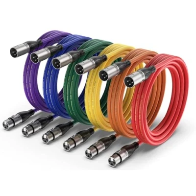 Imagen de NUOSIYA 3m Cable XLR, 6 Colores XLR macho a hembra balanceado de extensión estudio, micrófono, mezclador, altavoces