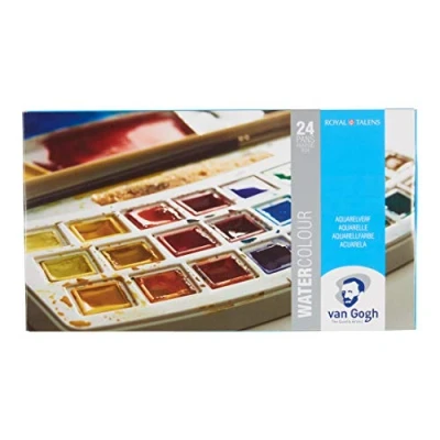 Imagen de Van Gogh Acuarela Caja de pintura plástica 24 pinturas con pincel