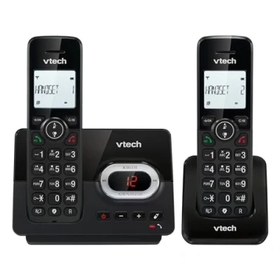 Imagen de VTech CS2051 teléfono inalámbrico con contestador y 2 teléfonos, Modo Eco+, Senior, Fijo, Bloqueo de Llamadas, función Manos Libres, Teclas Grandes, Pantalla 1 línea, Negro
