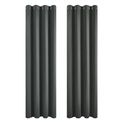Imagen de Deconovo Cortinas Opacas con Aislamiento Térmico para Sala de Estar Oficina Hotel Ventanas Ollados 2 Piezas 117x214cm Gris Oscuro
