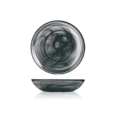 Imagen de H&amp;h set 6 piatti fondi alabastro in vetro nero cm21