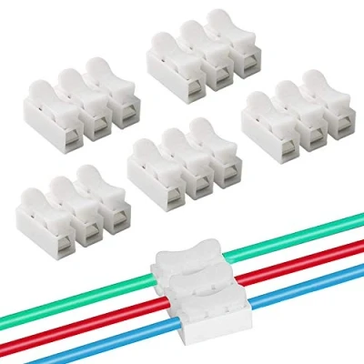 Imagen de QitinDasen 60Pcs Premium Conectores Cable Resorte Rápido, CH3 Bloque Terminales de Conector Abrazadera Resorte, para Conectar Tiras Luz LED (Blanco)