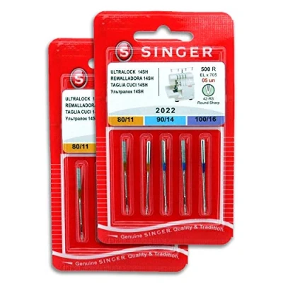 Imagen de Singer Pack de 2 Paquetes Agujas Overlock 2022 500R ELx705 para Máquina Coser Remalladora 14SH