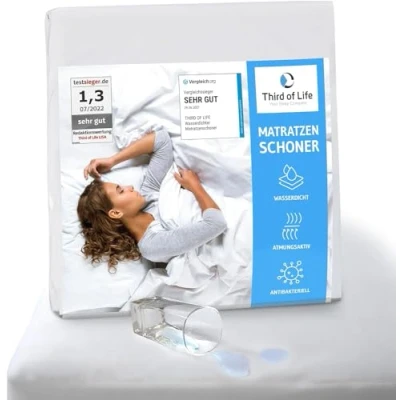 Imagen de Protector de colchón Impermeable y Transpirable, 180 x 220 cm, Funda antiácaros, para incontinencia, protección Ideal Personas alérgicas