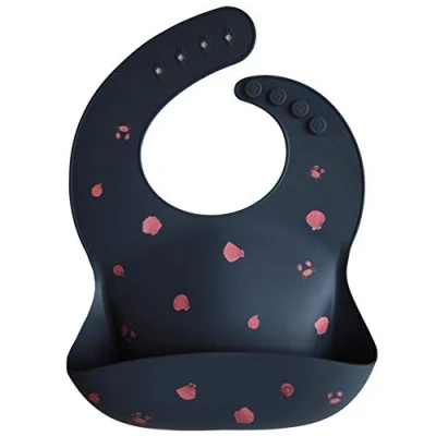 Imagen de mushie Babero de Silicona para Bebés Baberos Alimentación con Bolsillo Fáciles Lavar 4 Tamaños Ajustables Sin BPA Accesorio Durable Niños Pequeños y Niñas Shells Smoke