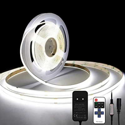 Imagen de Tira LED COB 5m 6000K, Luz Blanca Fria con Mando Distancia y Fuente Alimentación, 480LED/m, 8mm Ancho, CRI&gt;90, para Decoración Bar, Fiesta, TV, Dormitorio