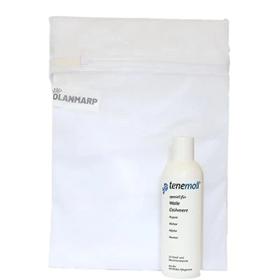 Imagen de detergente de lana concentrado Tenemoll líquido con red lavado Olanmarp, universal para a mano y máquina, líquido, suave (240 ml)
