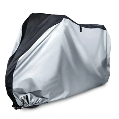 Imagen de Ohuhu Funda impermeable para bicicleta, 210T extra resistente, impermeable, antipolvo, lluvia, protección UV, bicicleta de montaña, carretera, Silver&amp;Black