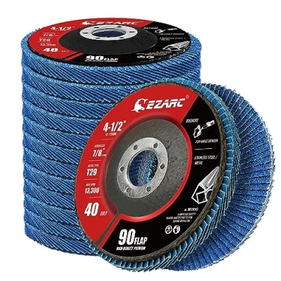 Imagen de EZARC Discos de Láminas 115 mm, Grano 40, Disco Lijado Circonio Jumbo Alta Densidad Tipo 29 para Lijado, Eliminación Óxido, Acabado, Esmerilado y Desbarbado (12 Piezas)
