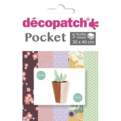 Imagen de Décopatch DP025C Una bolsa de 5 hojas papel Decopatch, impreso, 30 x 40 cm, diseño asortis, veraniego.