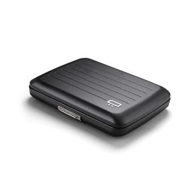 Imagen de ÖGON Smart Wallets Cartera de Aluminio Stockholm V2 Cierre Metal Tarjetero RFID antirrobo Capacidad 10 Tarjetas y Billetes (Opium Black Pintura Mate)