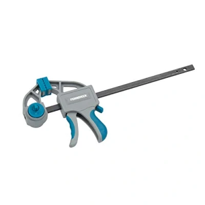 Imagen de Ferrestock FSKSAM005 set 2 sargentos de apriete rápido monomanual con barra acero A3, mangos ergonómicos, desbloqueo y fáciles convertir en extensores